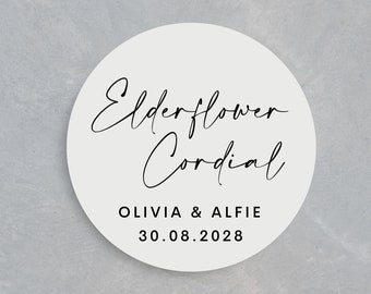 Elderflower Cordial Stickers | Personalised Wedding Stickers | Elderflower Drink Wedding Stickers | Personalised Wedding Favour Stickers