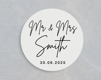 Personalised Wedding Stickers | Surname Wedding Date Labels | Wedding Mr & Mrs Stickers | Personalised Wedding Favour Stickers
