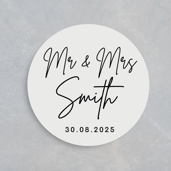 Personalised Wedding Stickers | Surname Wedding Date Labels | Wedding Mr & Mrs Stickers | Personalised Wedding Favour Stickers