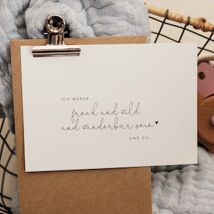 Schwangerschaft verkünden: Karte NORA "Ich werde frech und wild ..." | Postkarte, Du wirst Oma, Oma Opa werden, wir bekommen ein Baby,Geburt