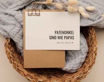 Postarte SAM "Patenonkel sind wie Papas nur viel cooler" | Onkel, Geburtstagsgeschenk Patenonkel, Taufe, Weihnachtsgeschenk, PapierWind