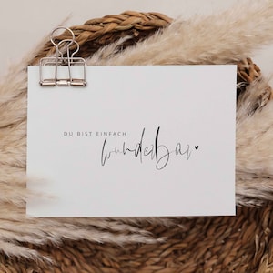 Postkarte "Du bist einfach wunderbar" | Grußkarte, Geschenk beste Freundin, Geschenk Trauzeugin, Patentante, Geburtstagsgeschenk, PapierWind
