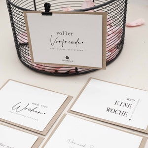 Hochzeitscountdown LINA für 4 Wochen:  " Voller Vorfreude" | Geschenk Hochzeit, Hochzeitsgeschenk, Trauzeugen, Karte Hochzeit, Trauzeugin