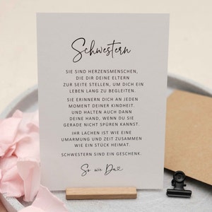 Postkarte "Schwestern sind Herzensmenschen" | Geschenk Schwester, Trauzeugin, Patentante, Weihnachten, beste Freundin, PapierWind