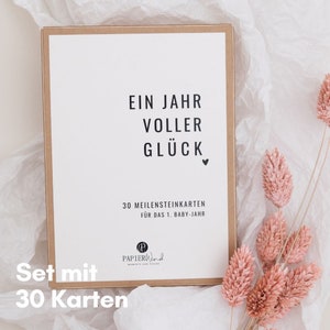 30 Meilensteinkarten für das 1. Babyjahr SAM Ein Jahr voller Glück Geschenk Geburt Baby, Schwangerschaft, Meilensteine, PapierWind Bild 3