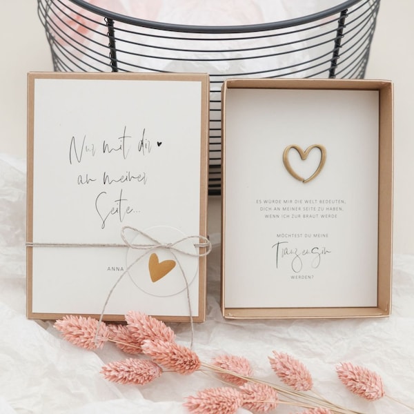 Trauzeugin fragen: Geschenkbox MIMI GOLD WEDDING "Möchtest du meine Trauzeugin werden?"| Hochzeit,Geschenk Trauzeugin,Weihnachten,PapierWind