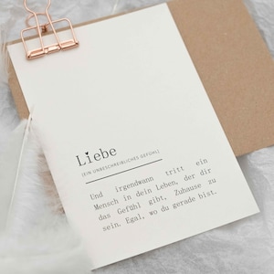 Postkarte "Liebe" Definition| Valentinstag, Hochzeit, Geburtstag, Jahrestag, Verlobung, Weihnachten, Weihnachtsgeschenk, PapierWind