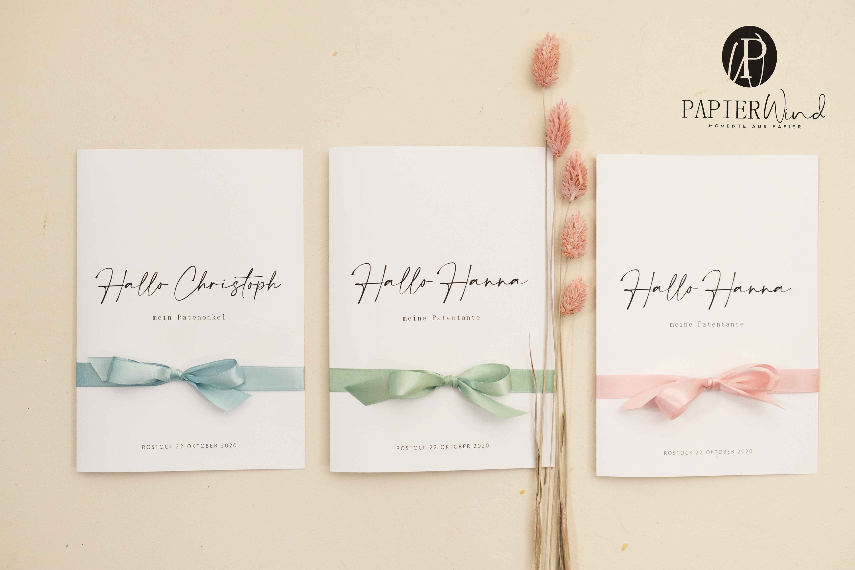 Patenbrief zur Taufe HANNA für Patentante/Patenonkel Etsy