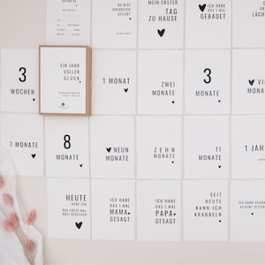 Meilensteinkarten Baby SAM "Ein Jahr voller Glück" | Geschenk Geburt Baby, Schwangerschaft, Meilensteine Baby, Monatskarten Baby, PapierWind