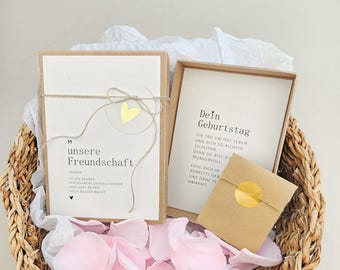 Geburtstagsgeschenk Freundin personalisiert Box A6 FIONA "Freundschaft" | PapierWind