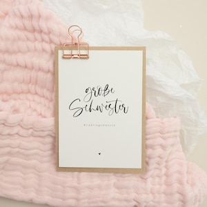 Postkarte: "Große Schwester #Lieblingsmensch" | Verkündung Schwangerschaft, Geschenk Geburt,Geschenk Baby,Geschenk beste Freundin,PapierWind