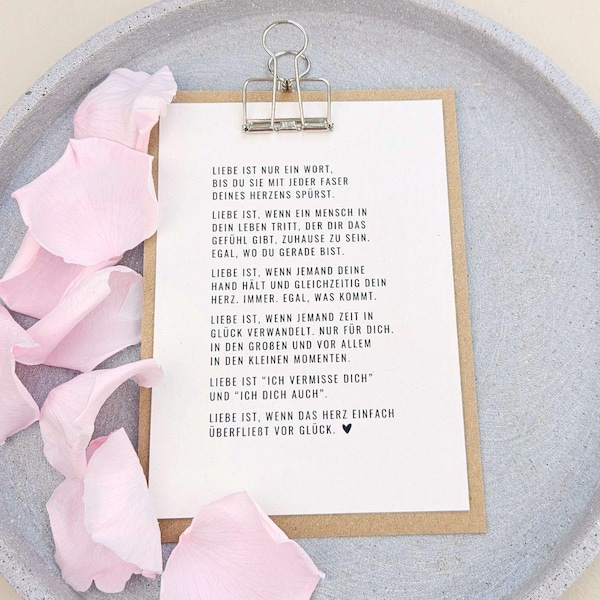 Karte "Liebe" Text | Postkarte, Valentinstag, Valentinstagsgeschenk, Hochzeit, Geburtstag, Hochzeitstag, Jahrestag, Verlobung, PapierWind