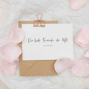 Postkarte "Die beste Freundin der Welt" | Geschenk beste Freundin, Geschenk Trauzeugin, Patentante, Geburtstagsgeschenk, PapierWind