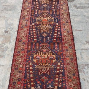 11&#39;6&quot;×2&#39;5&quot; ft Handmade Afghan runner wool rug oriental rug runner Nomadic vintage rug hallway rug narrow large runner