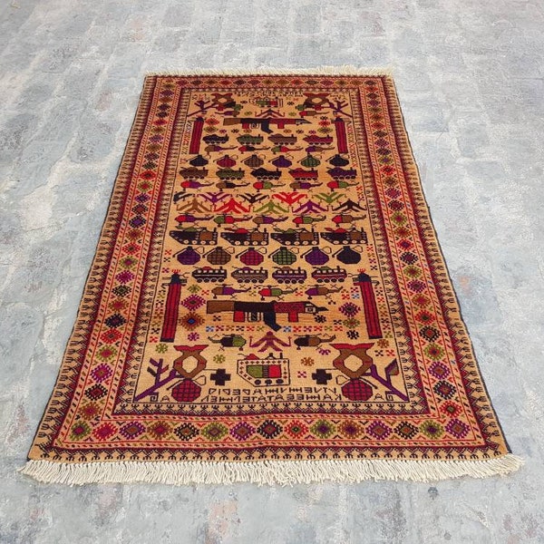 150x93 cm Main Afghan baluch war tapis de laine tapis oriental tapis nomadic