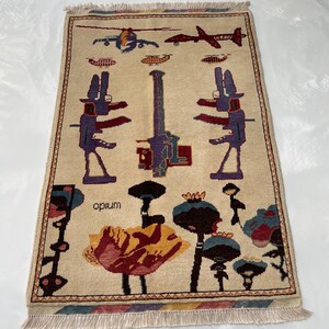 121 x 83 cm Tappeto da guerra afghano Tappeto da guerra in lana Bellissimo tappeto da guerra Merinos Tappeto da zona artigianato arte popolare #539