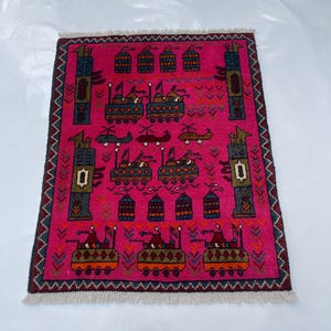 Tappeto da guerra in lana, 77 x 61 cm, tappeto da guerra orientale, mini tappeto da guerra, tappeto da guerra afghano, artigianato, tappeto di ottima fattura #378