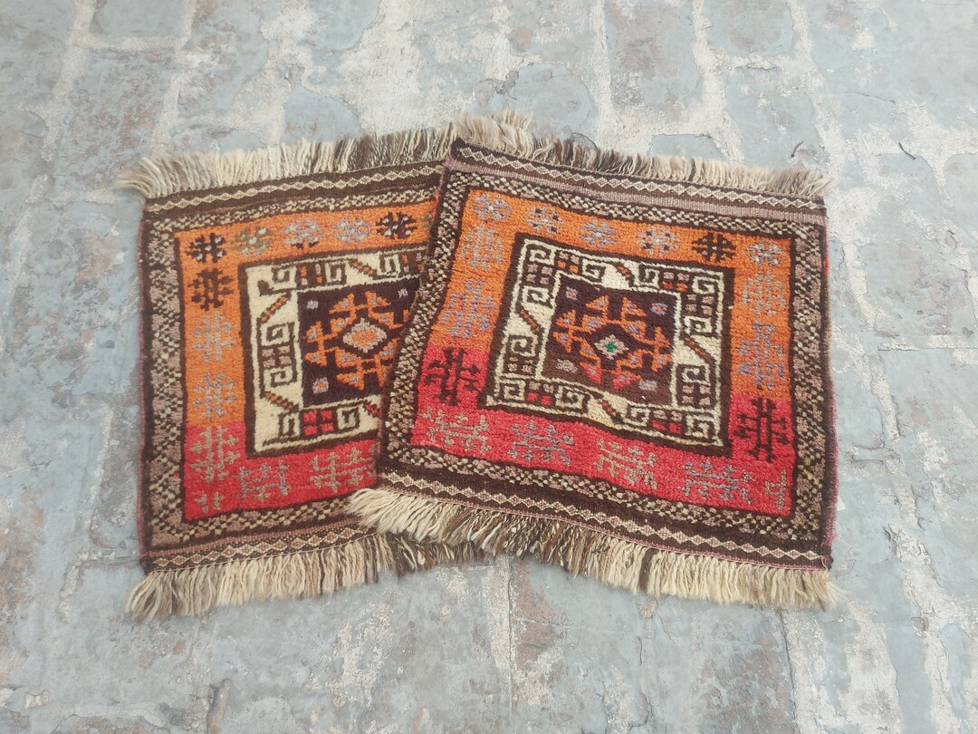 Afghan Rug Nice Pair of Thaimani Tribal Rug Oriental Rug Vegetable Dyed ...