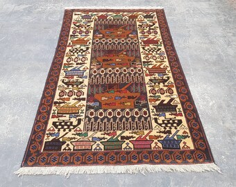 6'5"×3'10" ft Handmade Afghan baluch war rug wool rug oriental war rug vintage rug