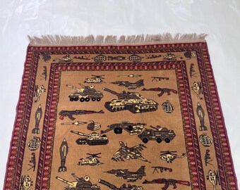 122x97 Cm Handmade Afghan War Rug Beautifully Made Wool Rug