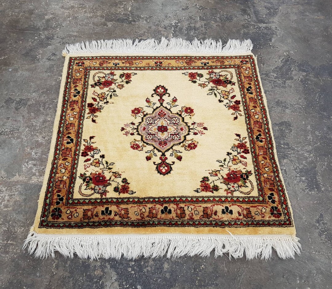 2x2 Ft Handmade Wool Rug Oriental Rug Small Rug Doormat Decorative Rug ...