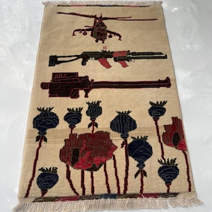 126 x 83 cm Tappeto da guerra afghano Tappeto da guerra in lana Tappeto da guerra Merinos splendidamente realizzato Tappeto da zona artigianato arte popolare #549