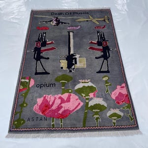 Tappeto da guerra afgano in lana, tappeto da guerra in lana Merino, tappeto da guerra artigianale in oppio, 147 x 103 cm #441