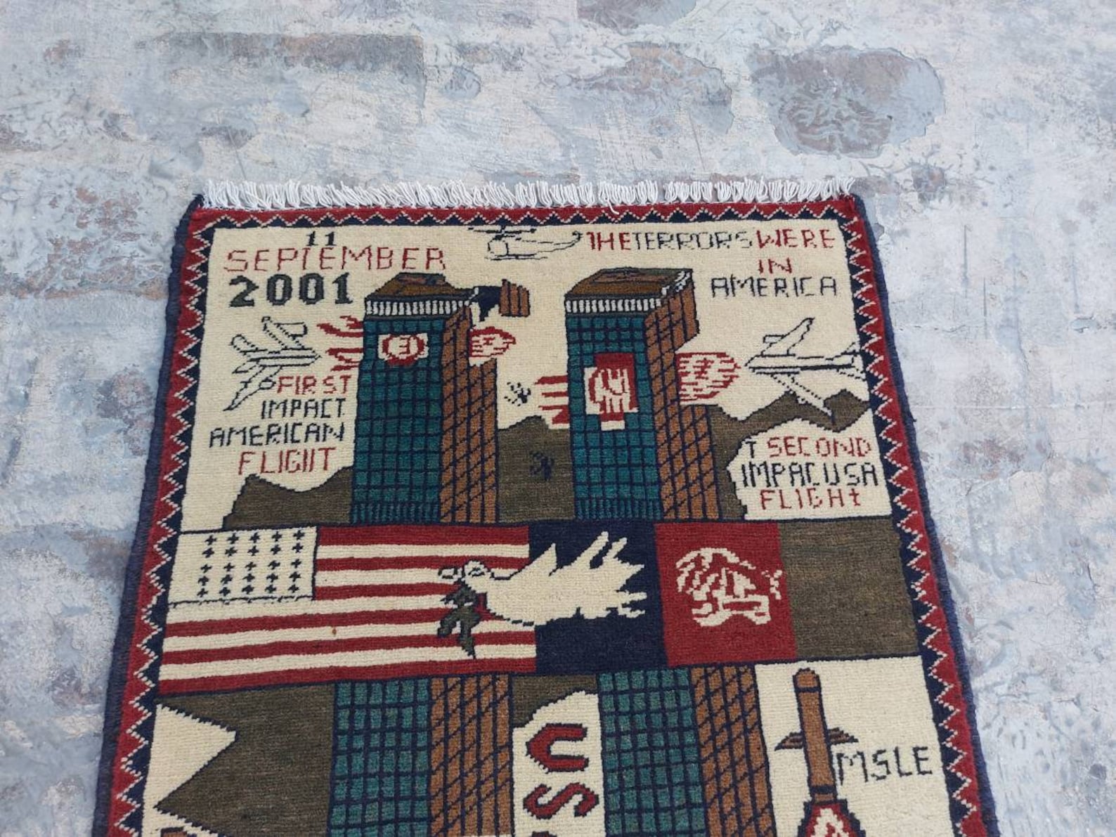 74x62 cm Handmade Afghan war rug 9/11 wool rug small war rug Etsy