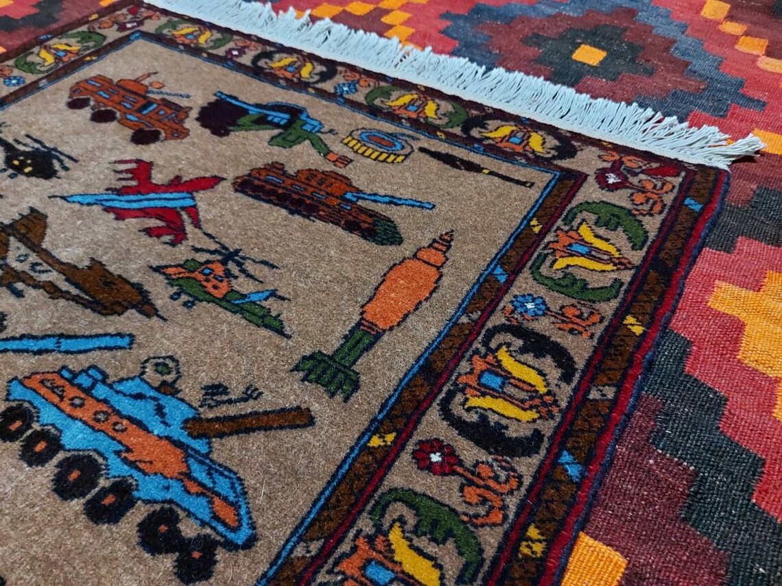 68x79 centimetres Handmade Afghan war rug wool rug oriental Etsy