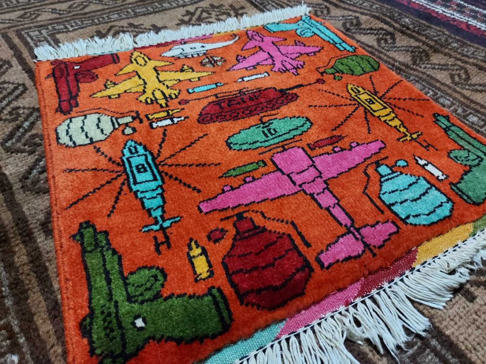 50x50 cm Handmade Afghan war rug wool rug oriental area rug Etsy