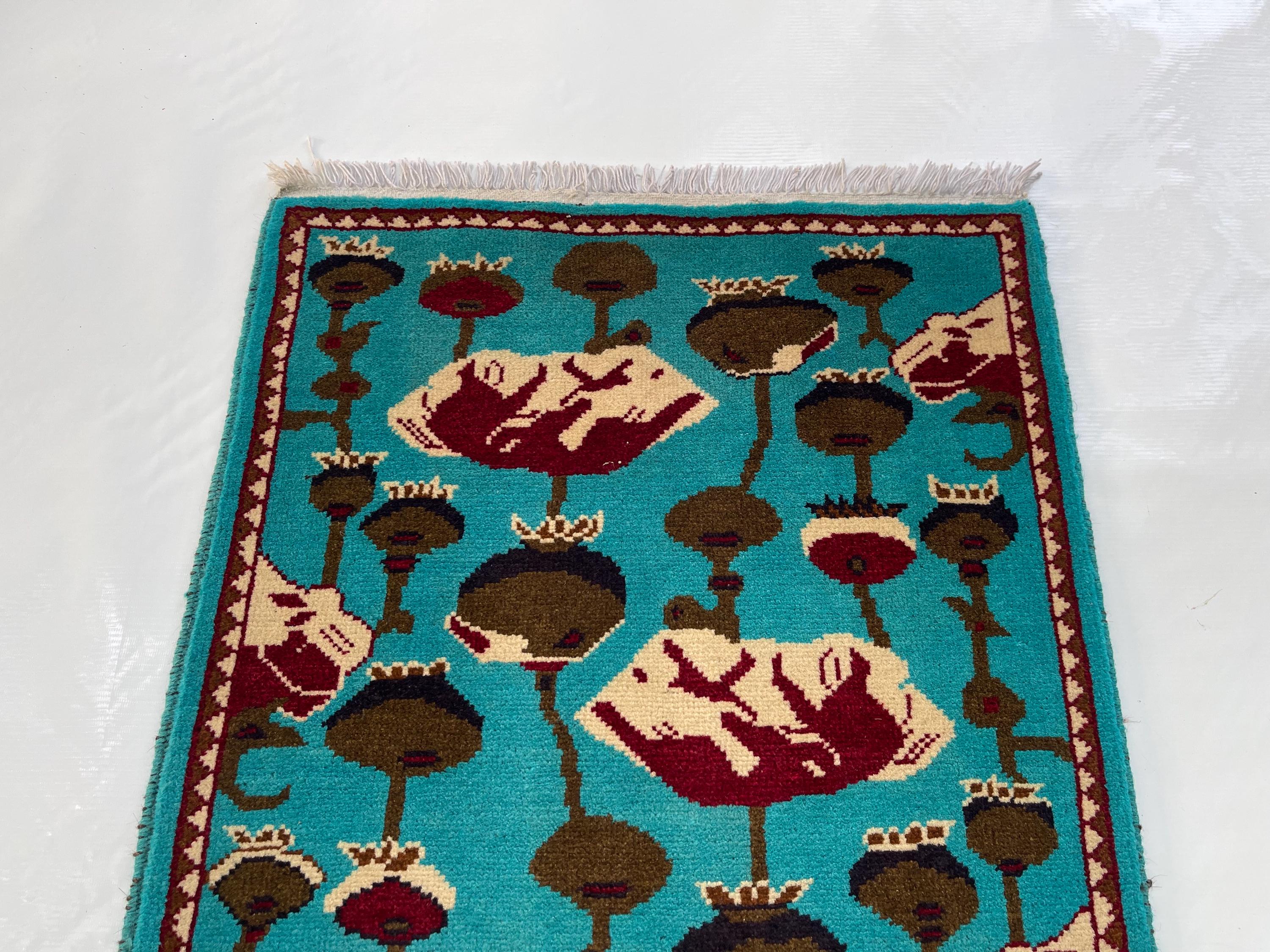 81x60 Cm Classic Handmade Afghan War Rug Beautifully Made Wool Rug