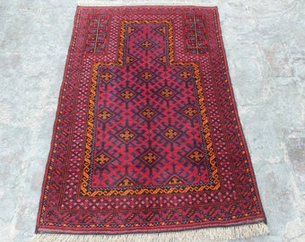 3'10×2'6" ft Handmade Afghan baluch prayer rug nice quality wool rug tribal prayer rug Afghan vintage prayer mat