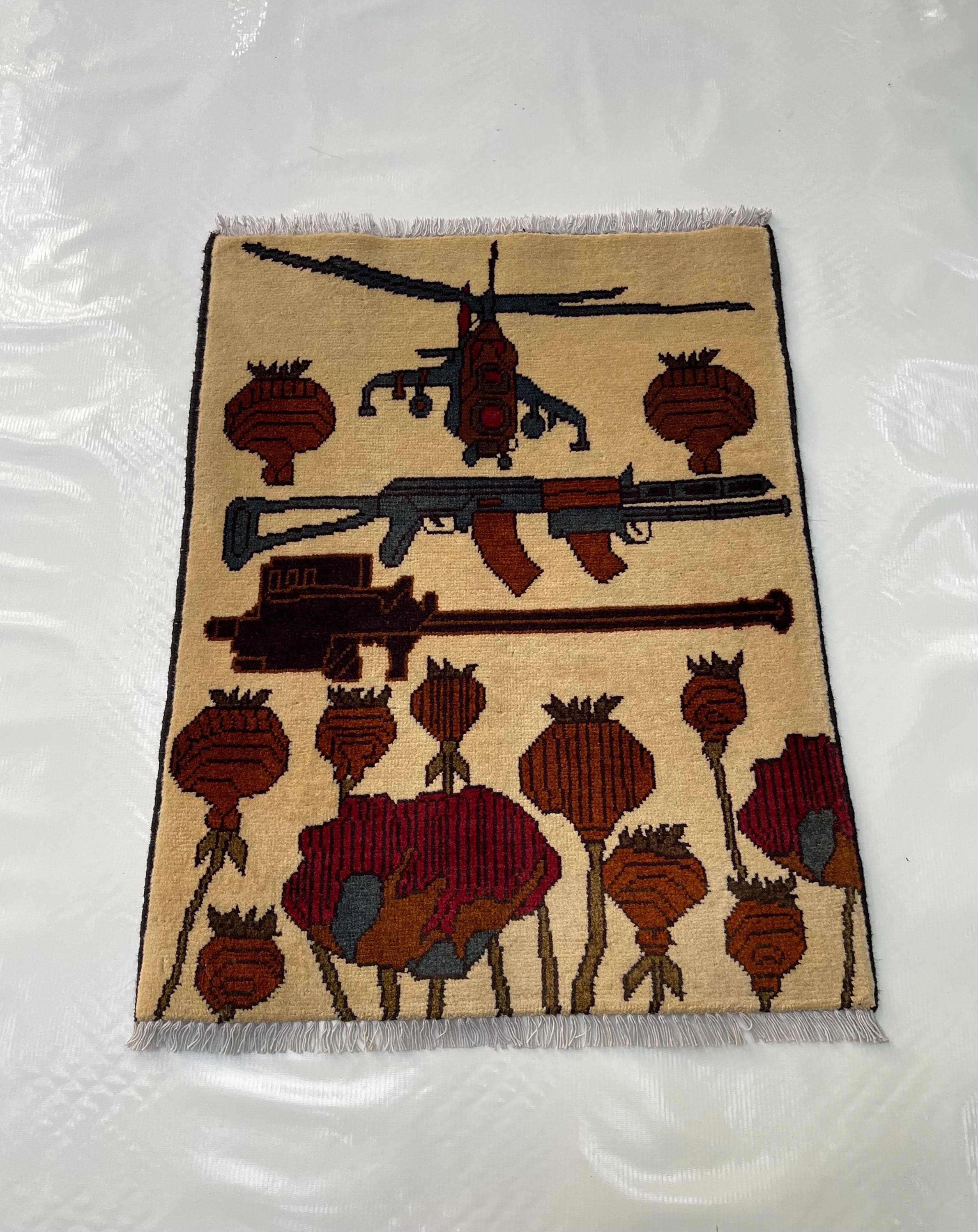 78x61 Cm Classic Handmade Afghan War Rug Beautifully Made Wool Rug