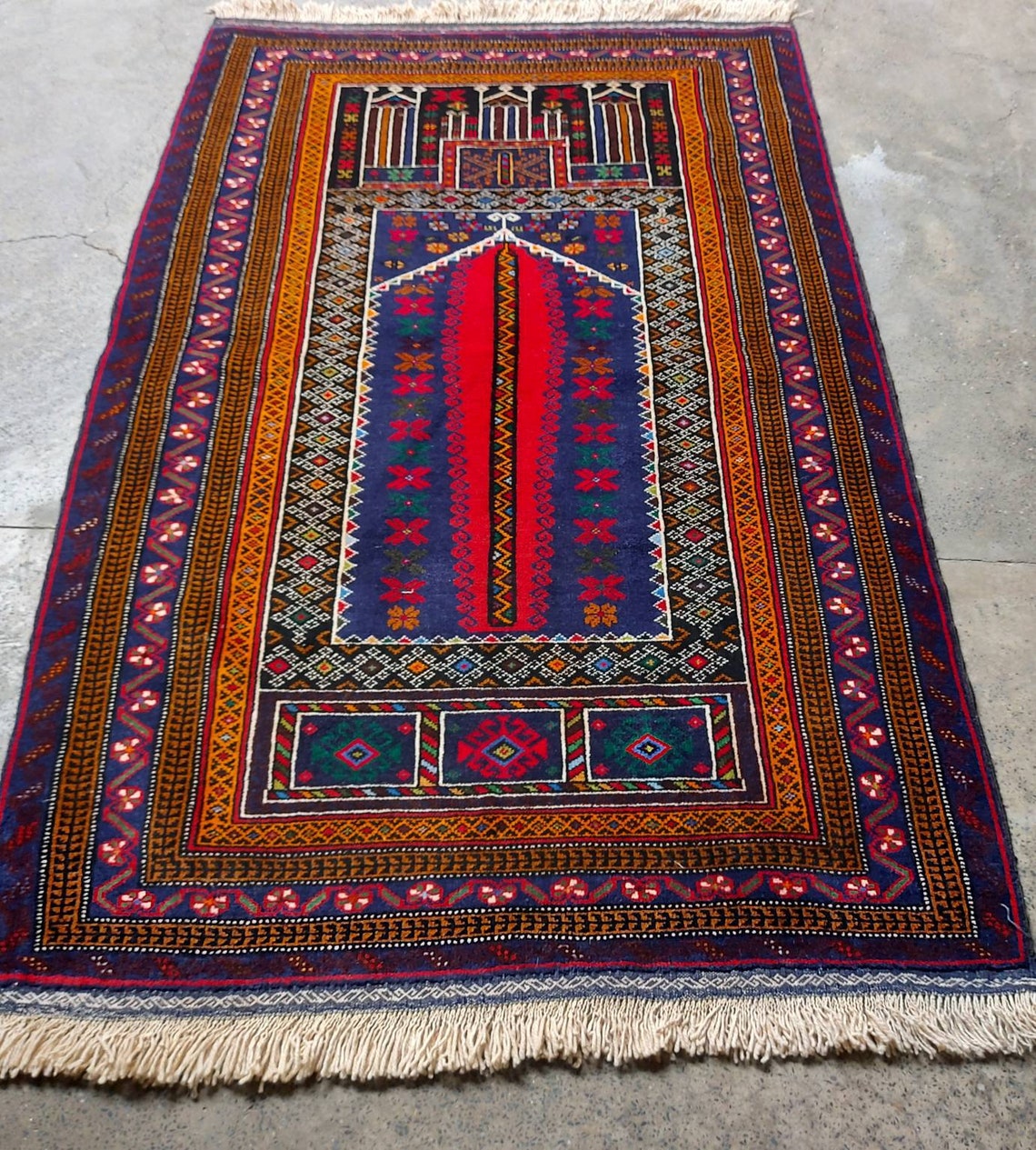 167x103 Cm Handmade Afghan Baluch Prayer Rug Nice Quality Wool Etsy