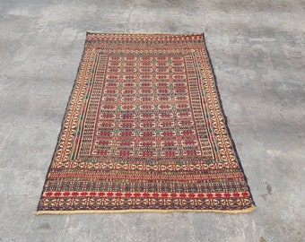 4'10x3'1 ft Afghan kilim nice quality wool kilim rug flat weave decorative kilim handmade kilim rug