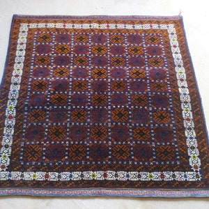 3x3 ft Afghan rug nice tribal rug oriental area rug vegetable dyed handmade rug square rug small table rug vintage rug mini rug #56
