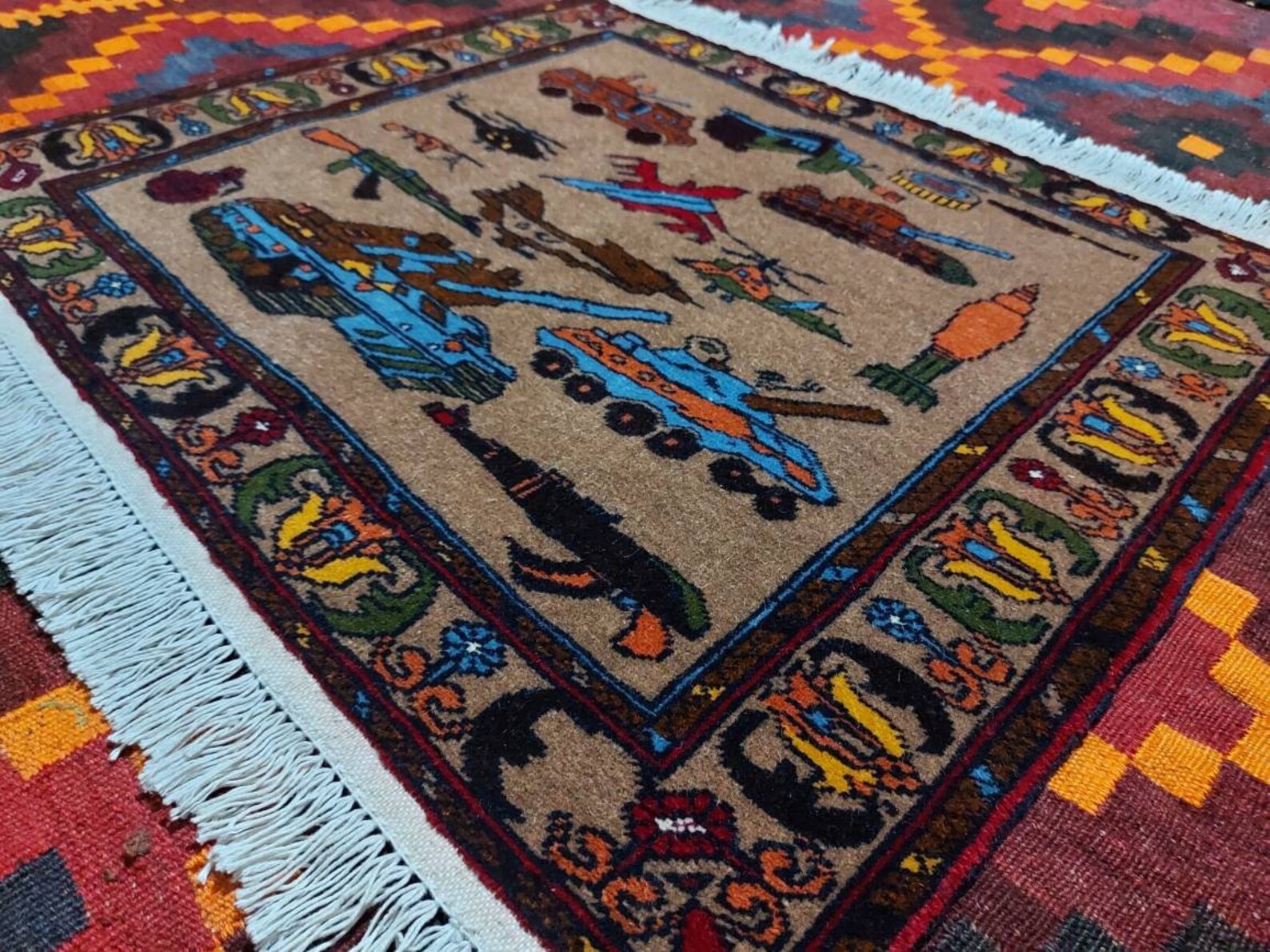 68x79 centimetres Handmade Afghan war rug wool rug oriental Etsy