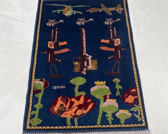 123x87 Cm Afghan War Rug Wool War Rug Beautifully Made Merinos War