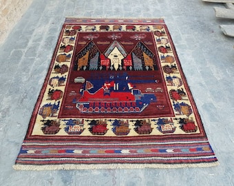 6'3"×4'6" ft Handmade Afghan baluch war rug wool rug oriental war rug vintage rug