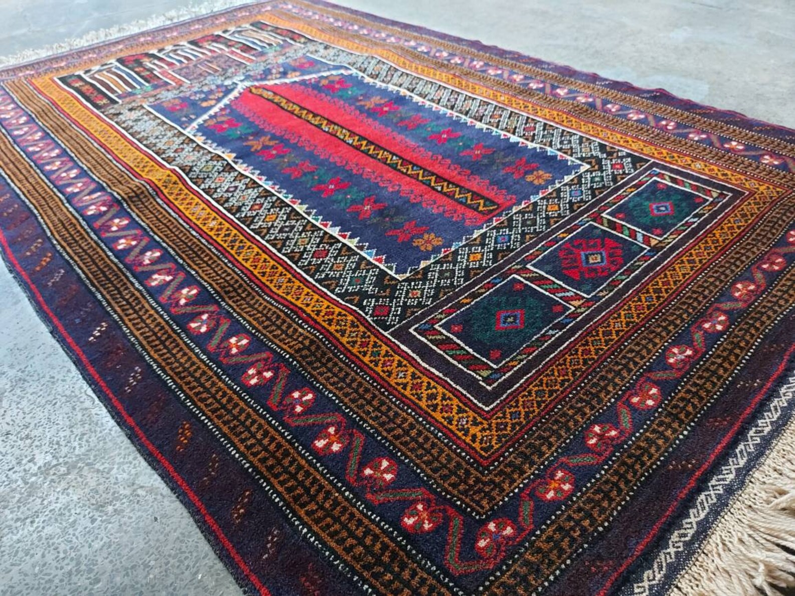 167x103 Cm Handmade Afghan Baluch Prayer Rug Nice Quality Wool Rug