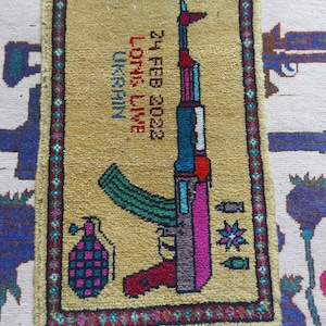 Handmade Afghan baloch war rug wool rug oriental rug Nomadic rug mini war art 54x33cm