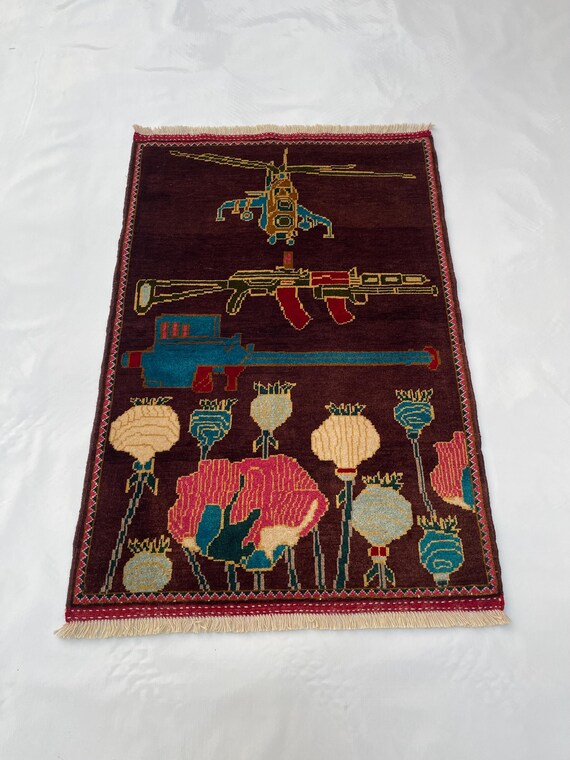 125x85 Cm Afghan War Rug Handmade War Rug Beautifully Made Wool