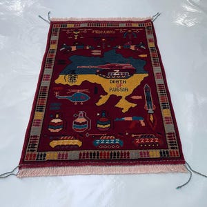 Tappeto da guerra afgano fatto a mano, 88 x 61 cm, tappeto di lana, artigianato, arte di guerra, tappeto da guerra splendidamente realizzato #524