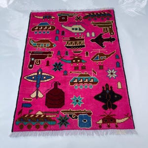 Tappeto da guerra in lana, 80 x 60 cm, tappeto da guerra orientale, mini tappeto da guerra afghano, artigianato, tappeto da area splendidamente realizzato #375