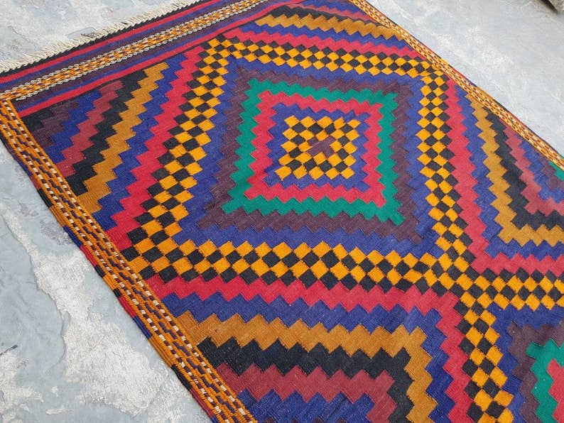 7/'3\u00d73/'8 Afghan kilim nice quality wool kilim rug flat weave decorative kilim handmade kilim rug Nomadic rug