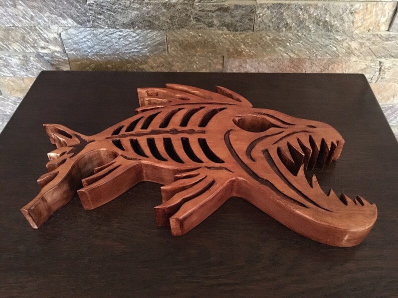 Fish Skeleton From Solid Wood Etsy