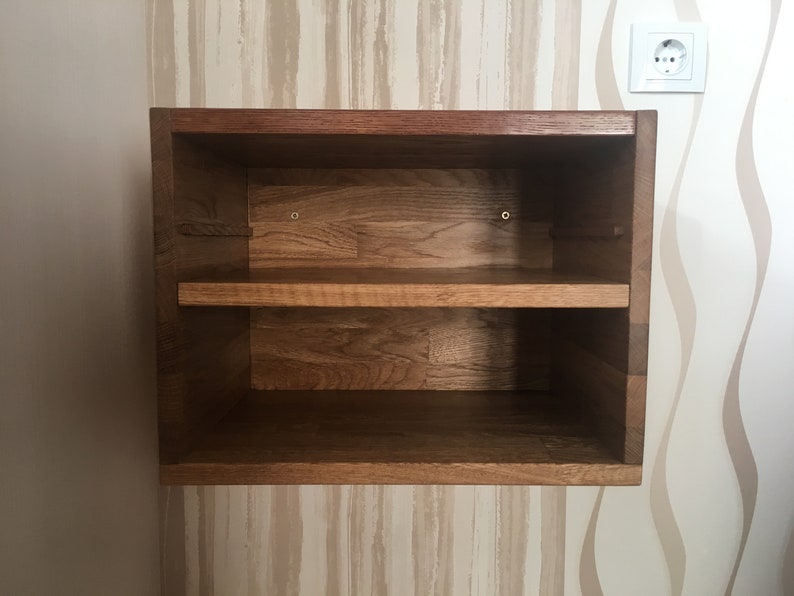 Oak Floating Bedside Table With Drawer and Shelf Etsy