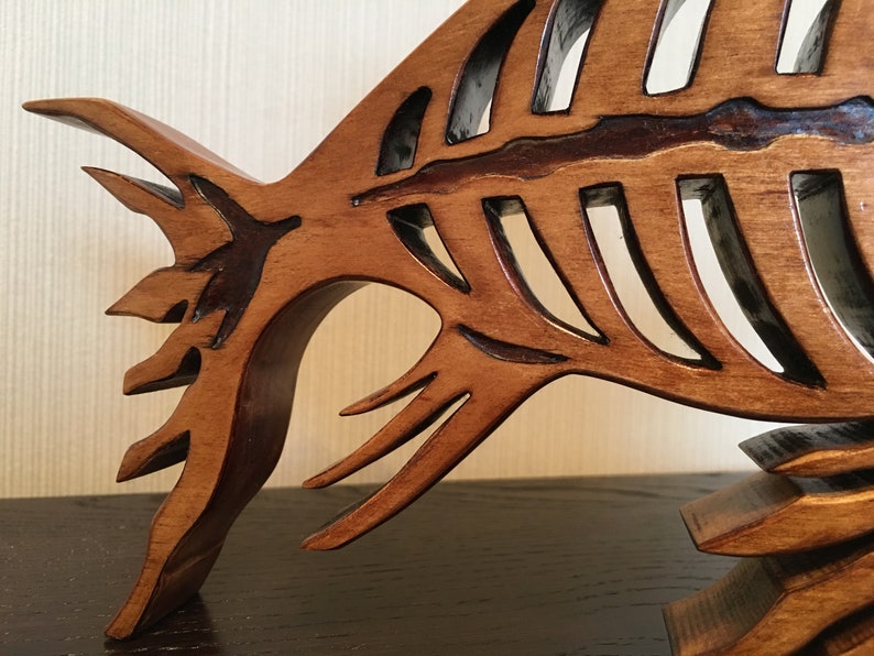 Fish Skeleton From Solid Wood Etsy