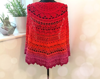 Lukrecja shawl semicircular crochet wrap chusta szydełkowa