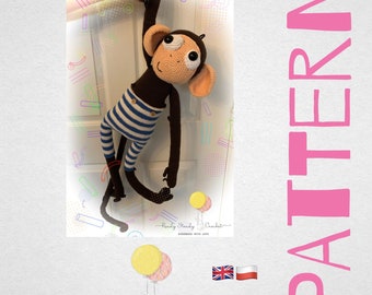 Crochet Pattern SIMPLE MONKEY amigurumi, English and Polish version, wzor szydelkowy w jezyku polskim i angielskim
